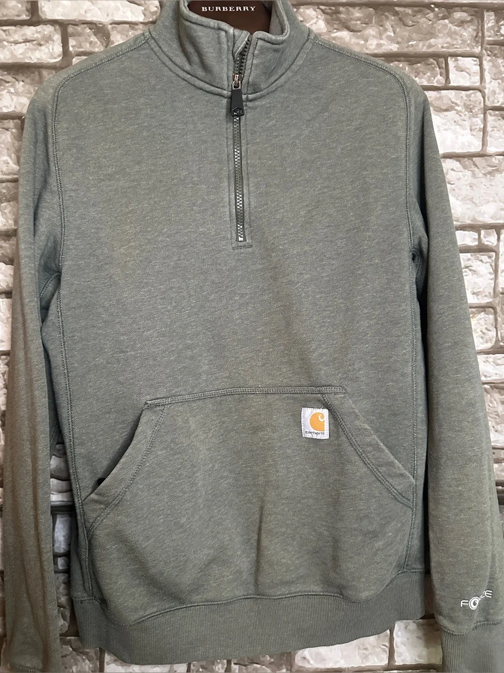 Carhartt Unisex Olive Green Quarter-Zip Sweatshirt Size Small